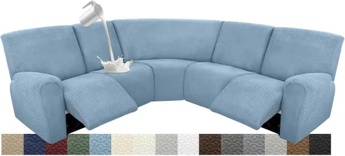 Vista 43 de Fundas para sofá modular reclinable, impermeable, en forma de L, lavable, para sofá reclinable en forma de L, súper elásticas, suaves, para esquinas