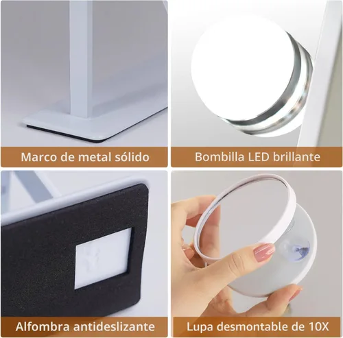 Vista 6 de FENCHILIN Espejo de tocador con luces espejo de maquillaje iluminado