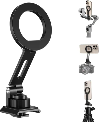 Vista 8 de elitehood Magsafe Adaptador de montaje de trípode con tornillo de 1/4 pulgadas y zapata caliente, soporte de trípode ligero y compacto para teléfono