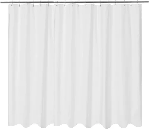 Vista 20 de Forro de cortina de ducha en relieve de microfibra para cabina de 48 x 72 pulgadas, cortina de baño de tela suave lavable y repelente al agua, Blanco