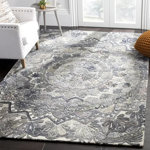 Vista 16 de SAFAVIEH Marquee Collection - Alfombra decorativa, 2 x 3 pies, beige y marfil, lana de medallón de mandala hecha a mano, ideal para zonas de alto