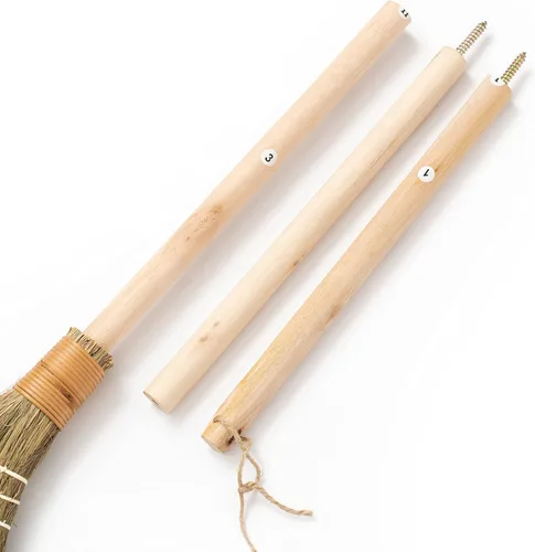 Vista 4 de Escoba barredora hecha a mano – Escoba de paja suave vietnamita para limpieza – Decorativa 9.45 pulgadas de ancho, 52.37 pulgadas de largo
