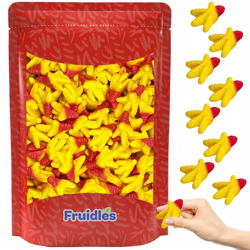 Vista 7 de Fruidles Chicken Gummi Feet Candy, deliciosas gomitas de sabor a fruta de melocotón (1 libra)
