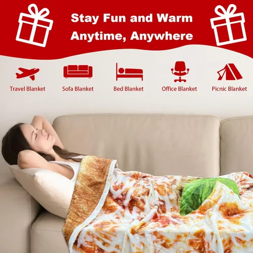Vista 4 de Manta redonda de tortilla para adultos, manta grande de franela suave y cómoda con diseño de queso y pizza, manta para niños, artículos extraños