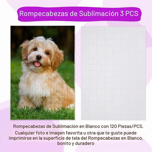 Vista 4 de Skylety 3 juegos de rompecabezas de sublimación en blanco a granel 120 piezas A4 rompecabezas DIY transferencia térmica rompecabezas personalizado