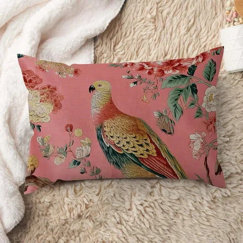 Vista 40 de ArogGeld Fundas de cojín de estilo chinoiserie, diseño de flores y pájaros, color rosa rubor, diseño de animales de pavo real, jardín asiático