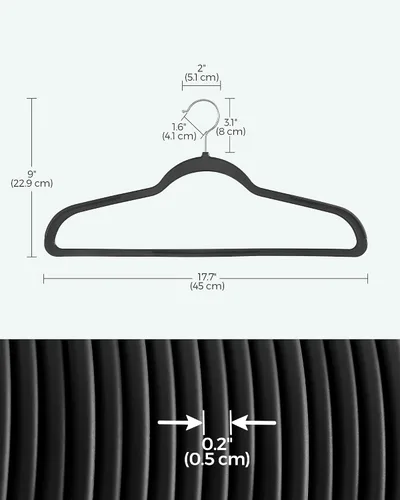 Vista 6 de SONGMICS Perchas de ropa, paquete de 50 perchas de plástico, ahorro de espacio, color negro, UCRP50B