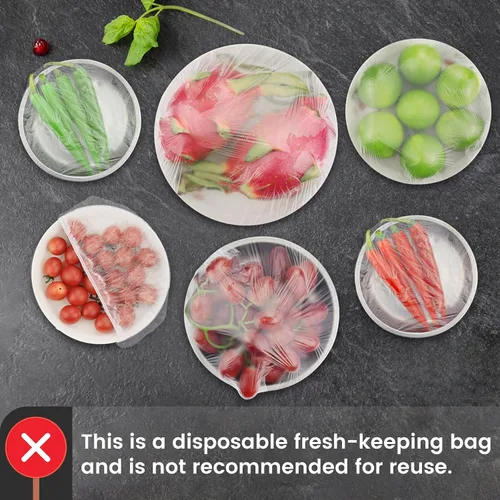 Vista 5 de Nanaborn Bolsas de conservación fresca, 200 unidades, con fundas elásticas desechables retráctiles para almacenamiento de alimentos
