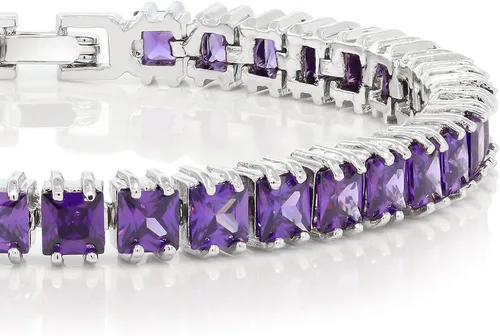 Vista 10 de Gem Stone King Pulsera de tenis clásica de circonita cúbica de corte princesa para mujer