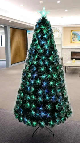 Vista 4 de Árbol de Navidad de fibra óptica LED de 7 colores con cambio de color, preiluminado (4 pies)