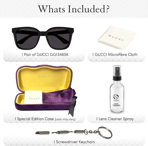 Vista 3 de Gucci GG1346SK Lettering Logo Men Rectangular shape Sunglasses with Luxury Eyewear Kit