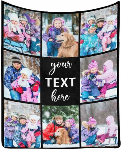 Vista 19 de MyPupSocks Manta de fotos personalizada para la familia, manta personalizada con 10 fotos y texto para mejores amigos, personaliza tus propias fotos