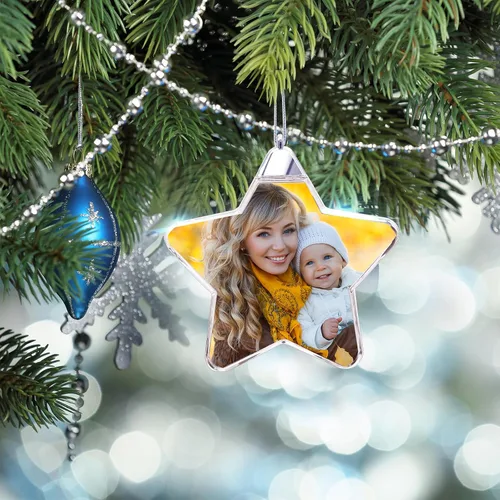 Vista 2 de Adornos de bola de Navidad personalizados para añadir un texto y foto que desee – Imagen personalizada X'Mas árbol colgante decorativo Fiestas