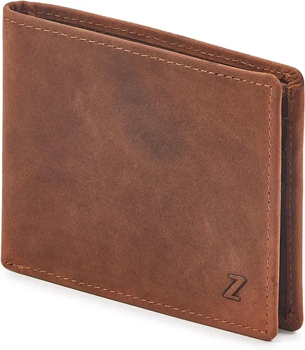 Vista 4 de Zinda Genuine Leathers Billetera para hombre con protección RFID plegable delgada, Beige Bronceado, Cartera para hombre
