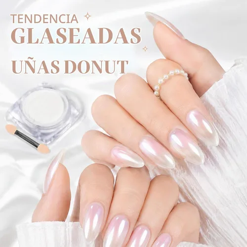Vista 2 de Polvo de uñas de cromo perla blanca para uñas de gel