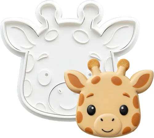 Vista 19 de Juego de 8 cortadores de galletas de animales con mango de sello 3D, diseño de selva para cocina, formas de pastel de ácido poliláctico
