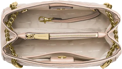 Vista 3 de Michael Kors Scarlett - Mensajero de cuero acolchado mediano, Rosa suave