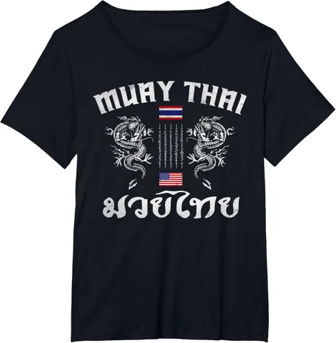 Vista 34 de Camiseta de equipo de entrenamiento de boxeo Muay Thai con bandera estadounidense de Tailandia, Negro, S