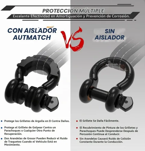 Vista 5 de AUTMATCH Kit de arandelas aisladoras de grilletes de anillo D, 2 aisladores de grilletes de goma con 8 arandelas, se adapta a grilletes 3/4, protege