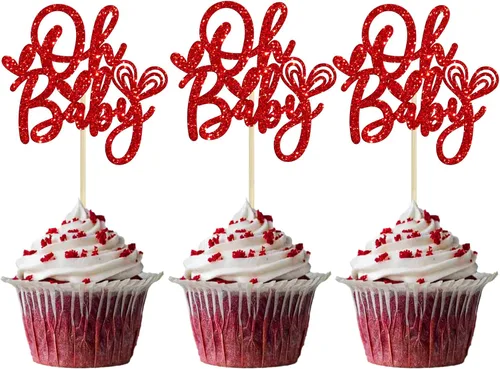 Vista 51 de Ephlyn 24 adornos para cupcakes con purpurina para el día de San Valentín, dulce amor, corazón, día de San Valentín, decoración para cupcakes