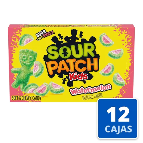 Vista 4 de SOUR PATCH KIDS - Caramelos de goma suaves y masticables de sandía, caramelos a granel, 12 cajas