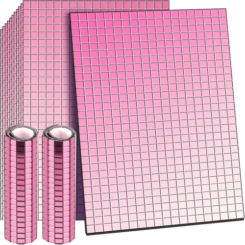Vista 16 de 7200 azulejos autoadhesivos de espejo de discoteca, 0.197 x 0.197 in, azulejos de mosaico para manualidades, proyectos de bola de discoteca, Morado