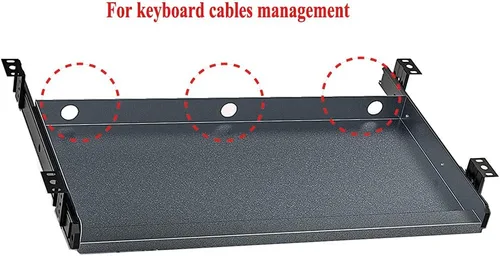 Vista 4 de Bandeja para teclado debajo del escritorio Bandeja de cajón de plataforma deslizante de metal resistente (gris)