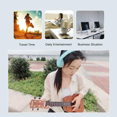Vista 7 de RAT TAIL V5.0 Auriculares Bluetooth sobre la oreja, auriculares estéreo inalámbricos y con cable plegables micro SD/TF, FM para teléfono celular