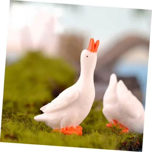 Vista 3 de Amosfun 6 piezas de resina pequeño adorno en forma de paisaje pequeño plantador mini DIY musgo ganso para jardines figura decoración micro estatua