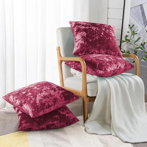 Vista 26 de Home Soft Things Funda de almohada decorativa de terciopelo triturado, 4 piezas, aguacate, 20 x 20 pulgadas, funda cuadrada de acento suave