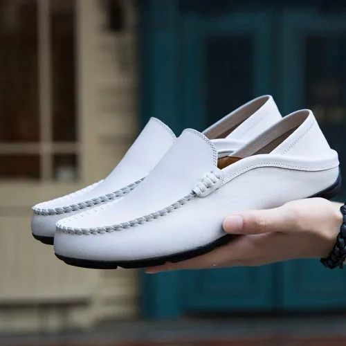 Vista 7 de MCICI Mocasines de cuero genuino de primera calidad para hombre, zapatos de conducción a la moda, mocasines planos casuales 6.5 de EE. UU. 11.5