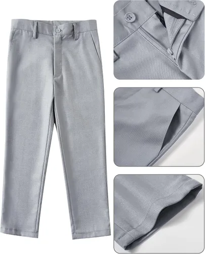 Vista 6 de Conjunto de chaleco y pantalones de esmoquin para niños con corbata de camisa y corbatín formal