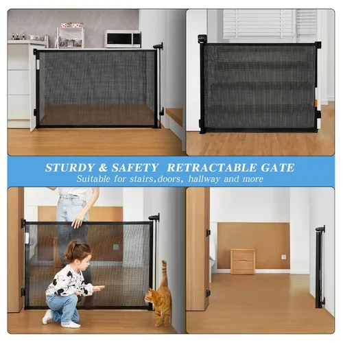 Vista 5 de Retractable Baby Gate, 33" Tall, Extends up to 55" Wide, Child Gate Stair Gates, Indoor/Outdoor Punch-Free Install Baby Gate for Stairs, Doorways