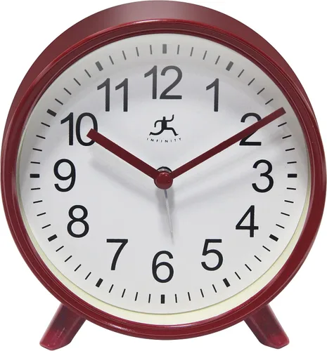 Vista 8 de Infinity Instruments - Reloj despertador de plástico de 5.75 pulgadas con movimiento de cuarzo para mantener la hora precisa, color negro Movement