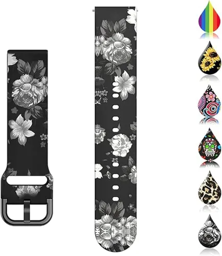 Vista 5 de Correa de reloj compatible con Garmin Forerunner 35, correa de repuesto de silicona con patrón de moda para hombre y mujer