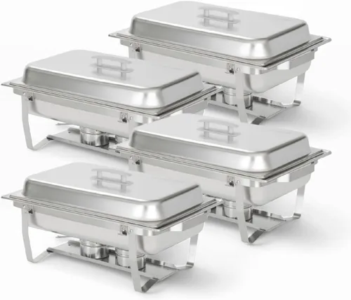 Vista 11 de ALPHA LIVING 70012-Gray Paquete de 2 Platos Calentadores de 8QT de Acero Inoxidable de Alta Calidad Juego Completo, 8 Qt, Mango Gris Alpino