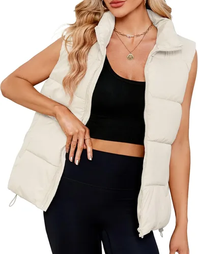 Vista 10 de Century Star Chaleco acolchado para mujer, ropa de abrigo, chaleco acolchado de gran tamaño 2024, chaquetas con bolsillos Negro