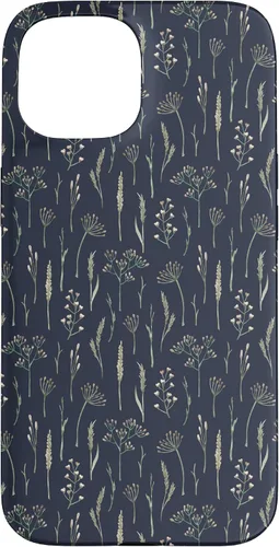 Vista 6 de Funda neutra Boho Dry Wildflower Meadow Botanical (azul marino) para iPhone 16