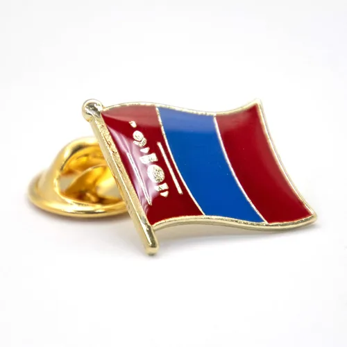 Vista 3 de Parche de bandera de Mongolia+Pin de metal, parche de apliques de ropa mongol, Pin de solapa nacional para bolsa, Pin de viaje asiático NO.070A