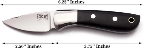 Vista 2 de GCS - Cuchillo táctico de acero hecho a mano D2, cuchillo de caza, cuchillo de campamento con funda de cuero, hoja de espiga completa diseñada
