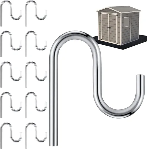 Vista 8 de Blulu 10 ganchos de cobertizo de 2 pulgadas de largo, accesorios para cobertizos sin orificio de perforación, para colgar ganchos individuales