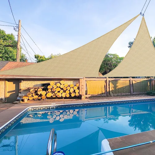Vista 15 de E&K Sunrise 2 x 2 x 2 pies Toldo de sol triangular, toldo de sombra con bloqueo de rayos UV para patio, jardín y exterior (marrón)