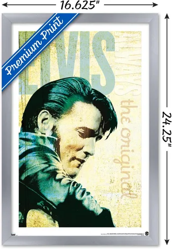 Vista 3 de Trends International Elvis Presley - Póster de pared original, 22.4 pulgadas de largo x 14.7 pulgadas, versión con marco plateado
