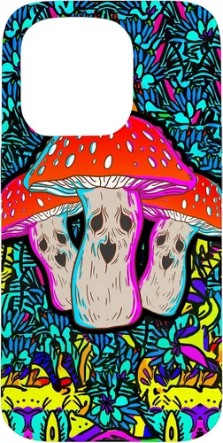 Vista 14 de Funda de regalo con ácido de seta, diseño psicodélico de cara aterradora con hongos mágicos para iPhone 17