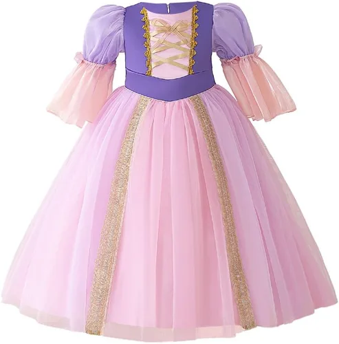 Vista 19 de Disfraz de princesa Sofía Rapunzel para niñas, disfraz de Halloween, Navidad, cumpleaños, fiesta con accesorios