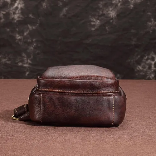 Vista 6 de Ztimi Bolso de hombro para hombre, bolso de mensajero, bolso de pecho para hombre, bolso cruzado casual, bolso retro pintado a mano