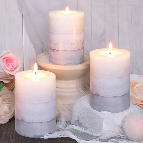 Vista 13 de Velas aromáticas de pilar FLAVCHARM de larga duración, sin goteo, rojas, 3x4 pulgadas