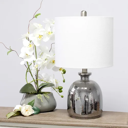 Vista 6 de Elegant Designs LT3316-WHT Lámpara de mesa de cristal plateado con pantalla blanca (paquete de 1)