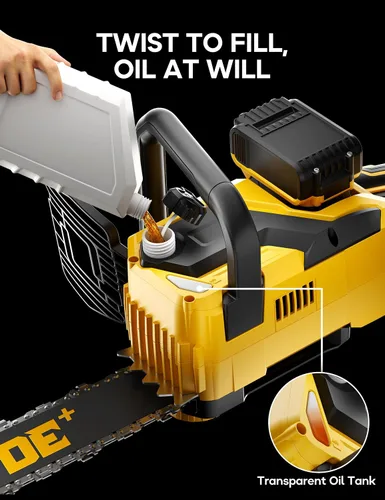 Vista 4 de DeForce Motosierra Eléctrica Inalámbrica de 16" 40V, para Baterías DeWalt 20V Max, Motosierra a Batería sin Escobillas, con Engrasador Automático
