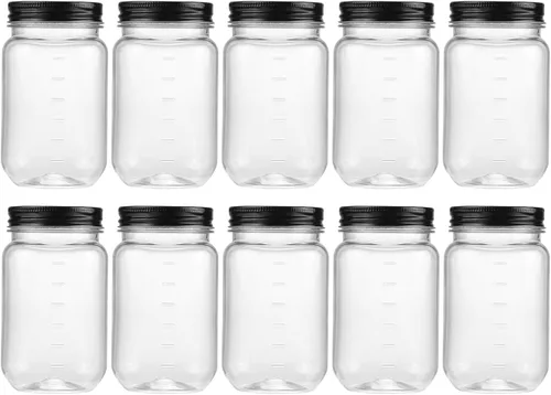 Vista 19 de Novelinks - Recipientes de plástico transparente (16 onzas) 5 Pack, Black, Plastic Containers with Lids, Decorative Jars, Storage Jars, Candy